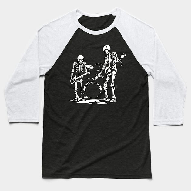 skeletons rock n roll Baseball T-Shirt by lkn